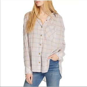 Free People Oversized Button Down Top One Size